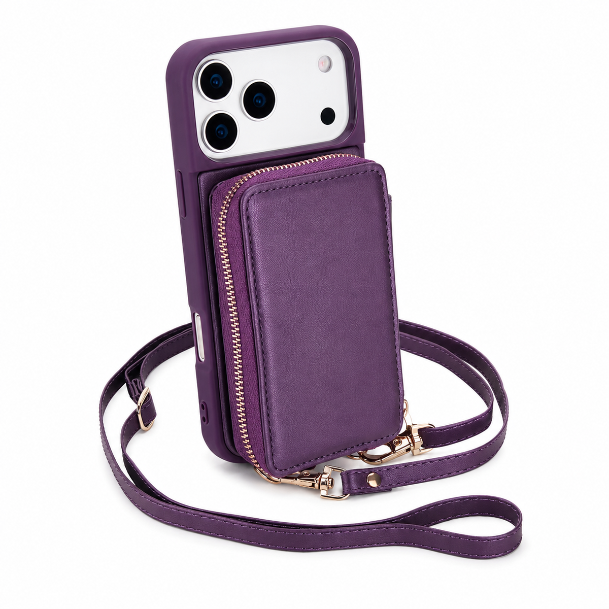 Premium iPhone Case Crossbody Zipper Leather Wallet RFID Card Slot Flip Cover Strap Protective Storage Shockproof Anti Scratch Phone Case