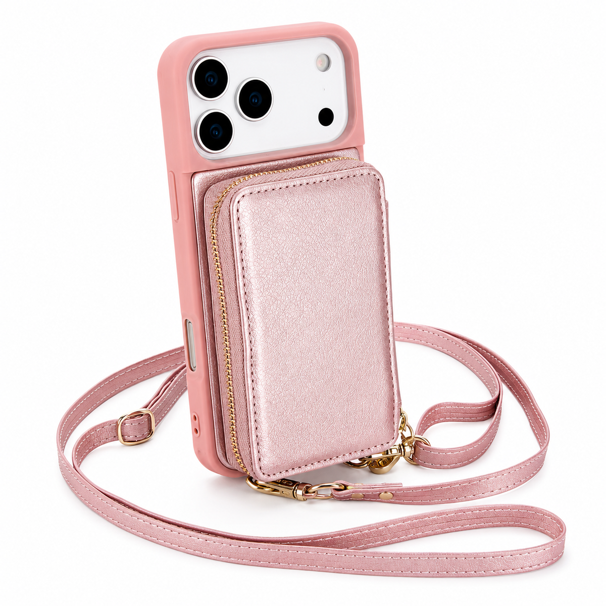 Premium iPhone Case Crossbody Zipper Leather Wallet RFID Card Slot Flip Cover Strap Protective Storage Shockproof Anti Scratch Phone Case