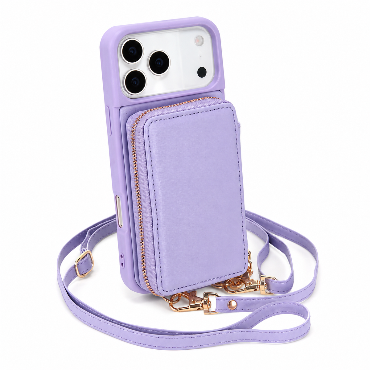 Premium iPhone Case Crossbody Zipper Leather Wallet RFID Card Slot Flip Cover Strap Protective Storage Shockproof Anti Scratch Phone Case