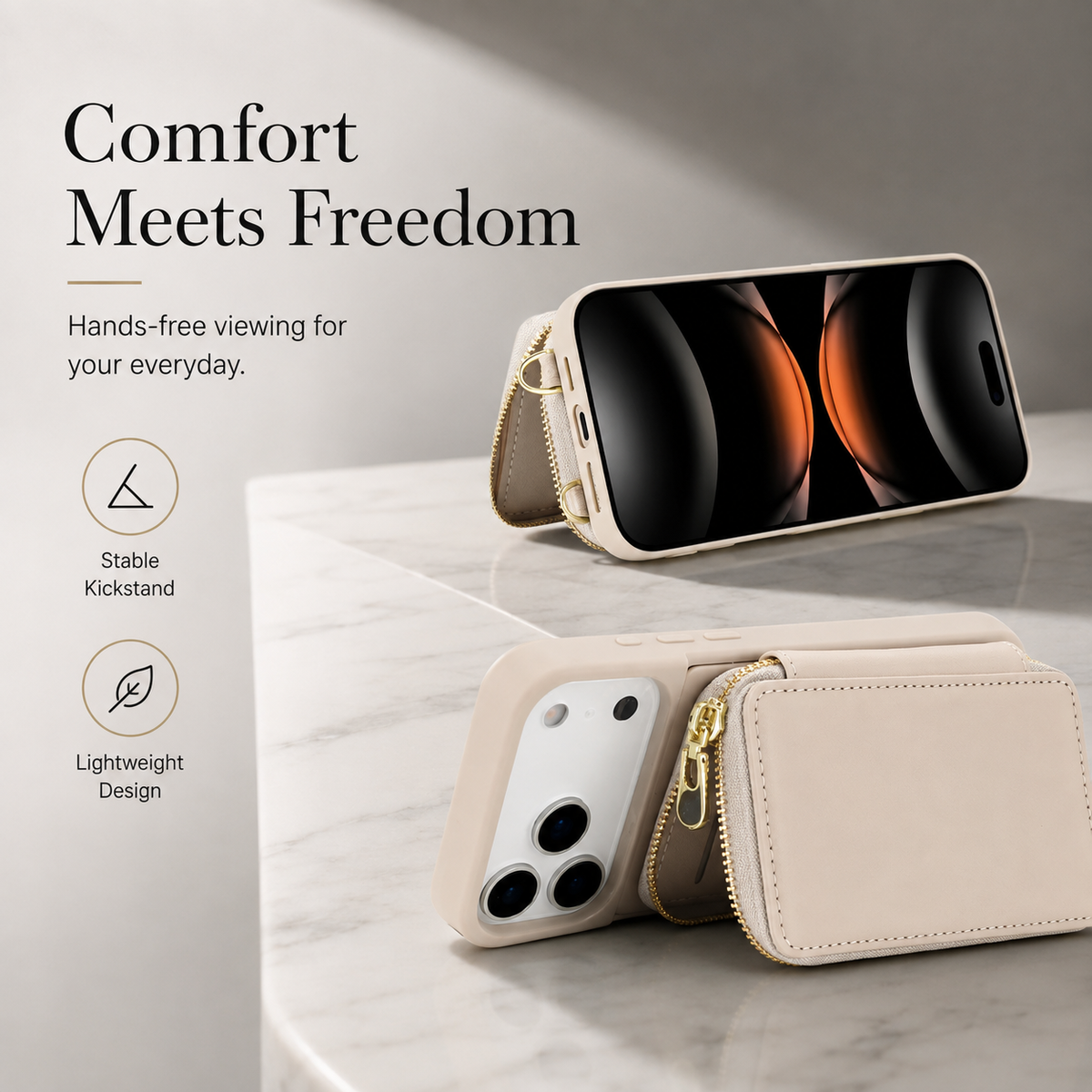 Premium iPhone Case Crossbody Zipper Leather Wallet RFID Card Slot Flip Cover Strap Protective Storage Shockproof Anti Scratch Phone Case