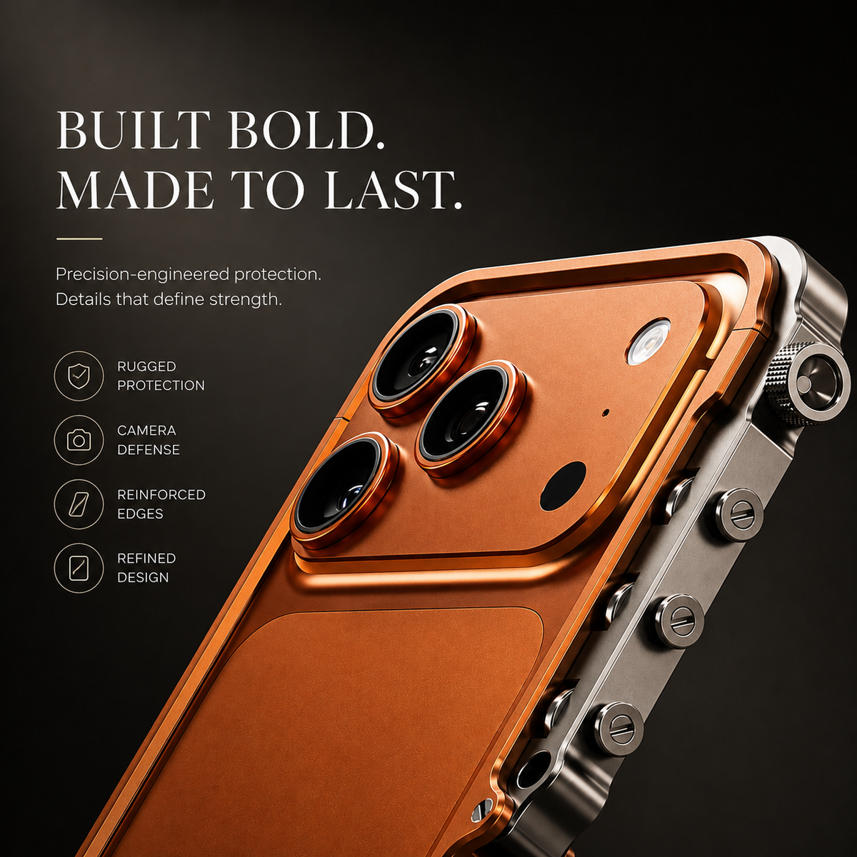 Premium iPhone Case Cyberpunk Aluminum Alloy Mechanical Bumper Shockproof Metal Frame Heavy Duty Drop Protection Camera Lens Guard Rugged Slim Design