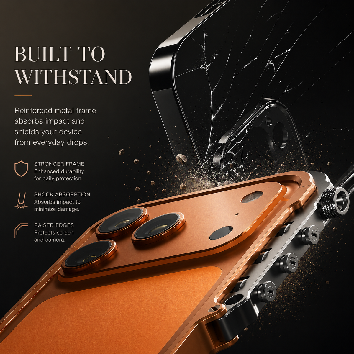 Premium iPhone Case Cyberpunk Aluminum Alloy Mechanical Bumper Shockproof Metal Frame Heavy Duty Drop Protection Camera Lens Guard Rugged Slim Design