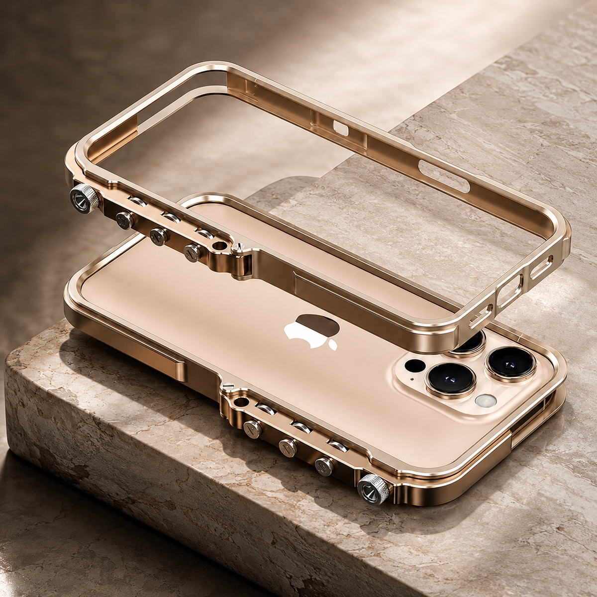 Premium iPhone Case Cyberpunk Aluminum Alloy Mechanical Bumper Shockproof Metal Frame Heavy Duty Drop Protection Camera Lens Guard Rugged Slim Design