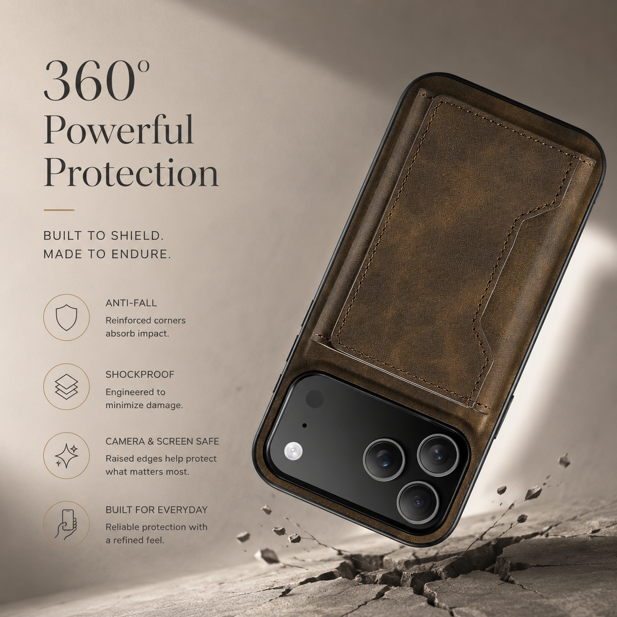 Premium iPhone Case Detachable Magnetic Leather Wallet Card Holder Kickstand Protective Cover Full Coverage Anti Scratch Slim Folio Secure Storage