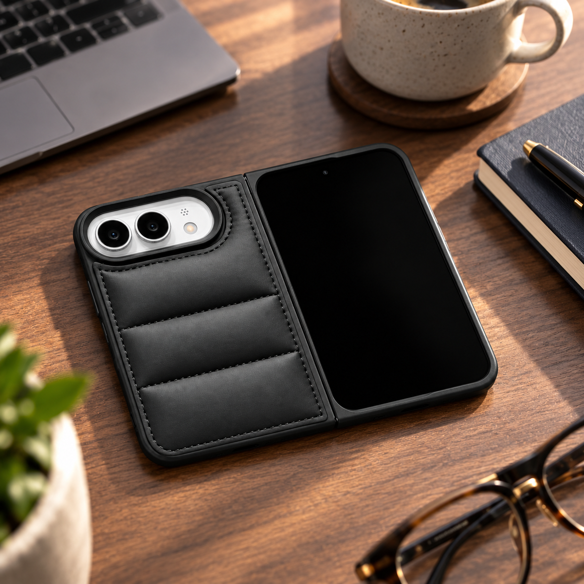 Premium iPhone Case Down Jacket Puffer Style Solid Color Shockproof Anti Drop Non Slip Water Resistant Foldable Protective Phone Cover Case Design