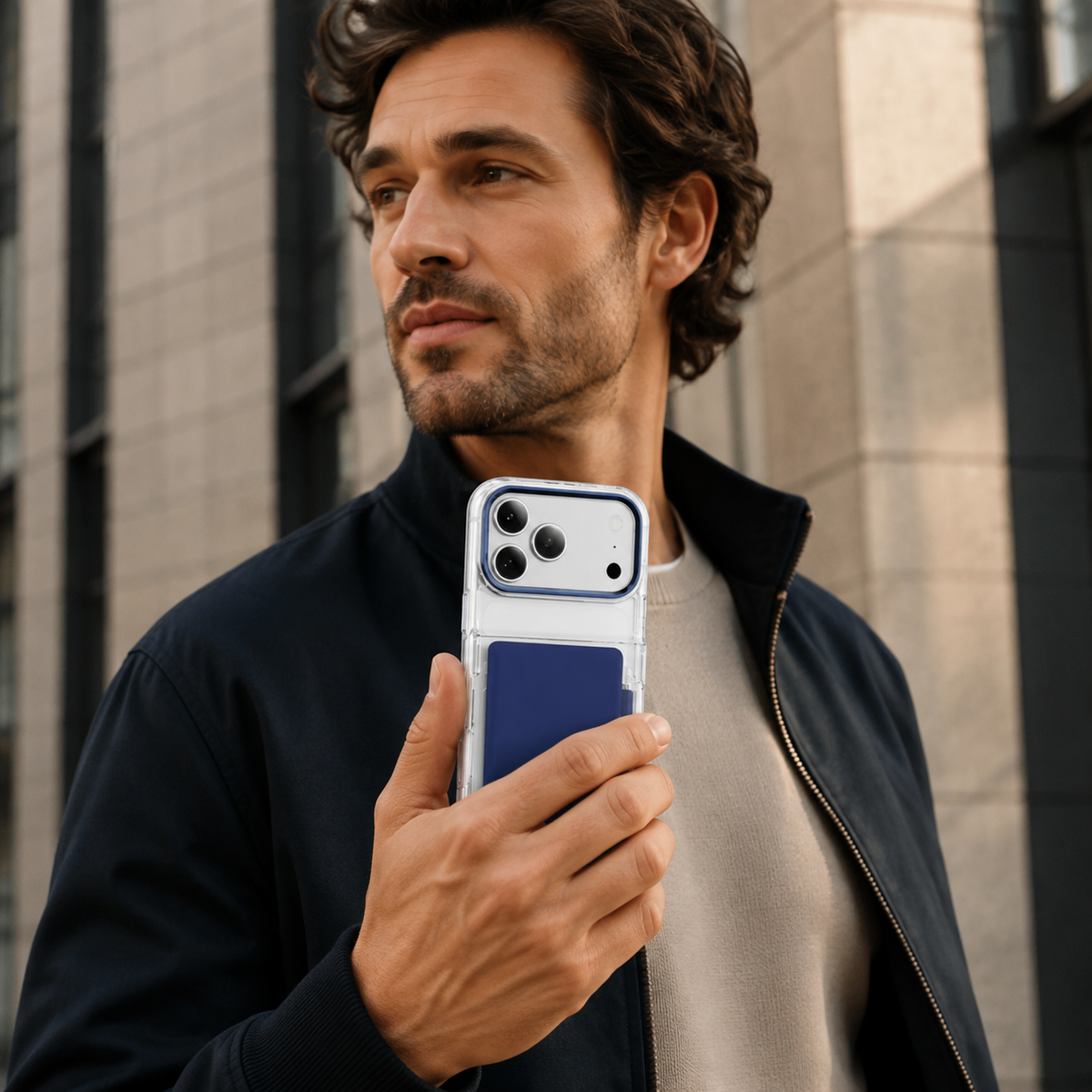 Premium iPhone Case Dual Card Slot Transparent Wallet Holder Shockproof Hard PC Anti Scratch Non Slip Lightweight Protective Back Cover Case Design