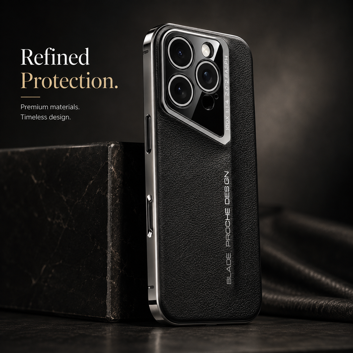 Premium iPhone Case Electroplated Genuine Leather Shockproof Protective Cover Hard Back Slim Design Camera Lens Protection Anti Slip Grip
