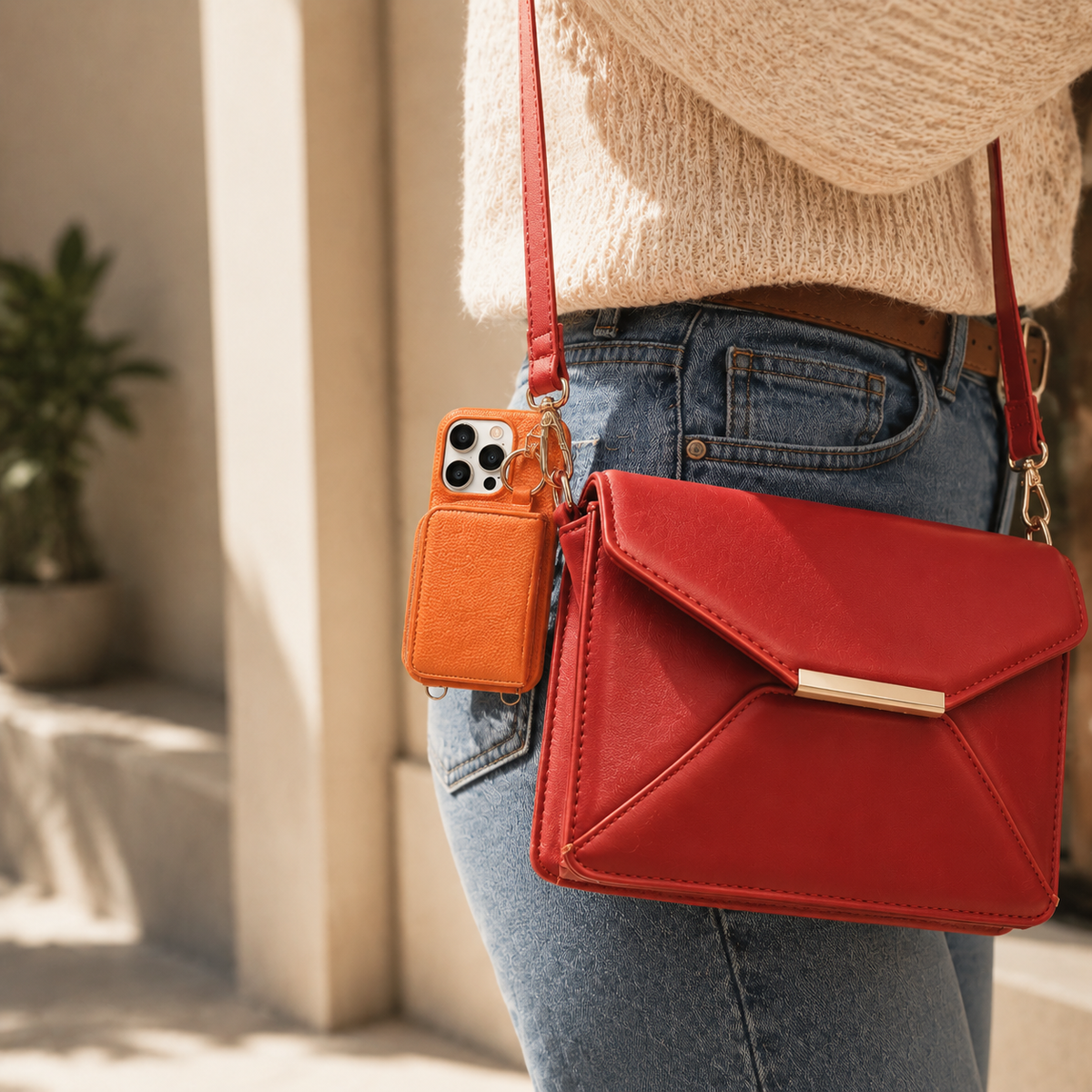 Premium iPhone Case Faux Leather Crossbody Wallet Cover Card Slots Ring Holder Shoulder Strap Shockproof Full Protection Slim Elegant Stand Design