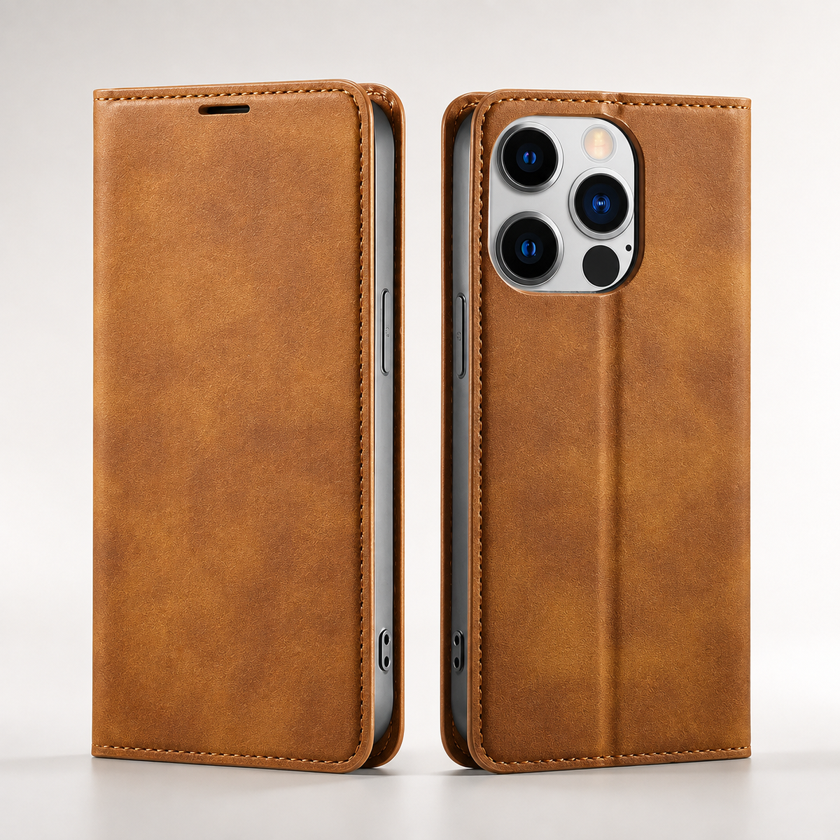 Premium iPhone Case Flip Wallet MagSafe Compatible Leather Card Holder Magnetic Closure Shockproof Protective Cover Camera Lens Protection Stand Function
