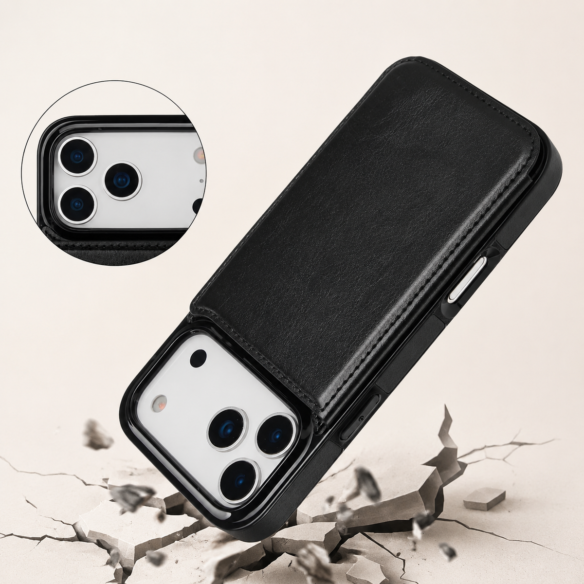 Premium iPhone Case Flip Wallet MagSafe Compatible Leather RFID Blocking Card Holder Magnetic Closure Shockproof Protective Cover Camera Lens Protection Stand Function