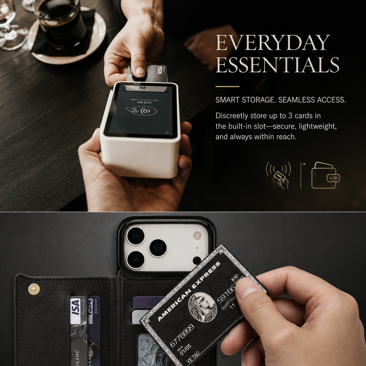 Premium iPhone Case Flip Wallet MagSafe Compatible Leather RFID Blocking Card Holder Magnetic Closure Shockproof Protective Cover Camera Lens Protection Stand Function