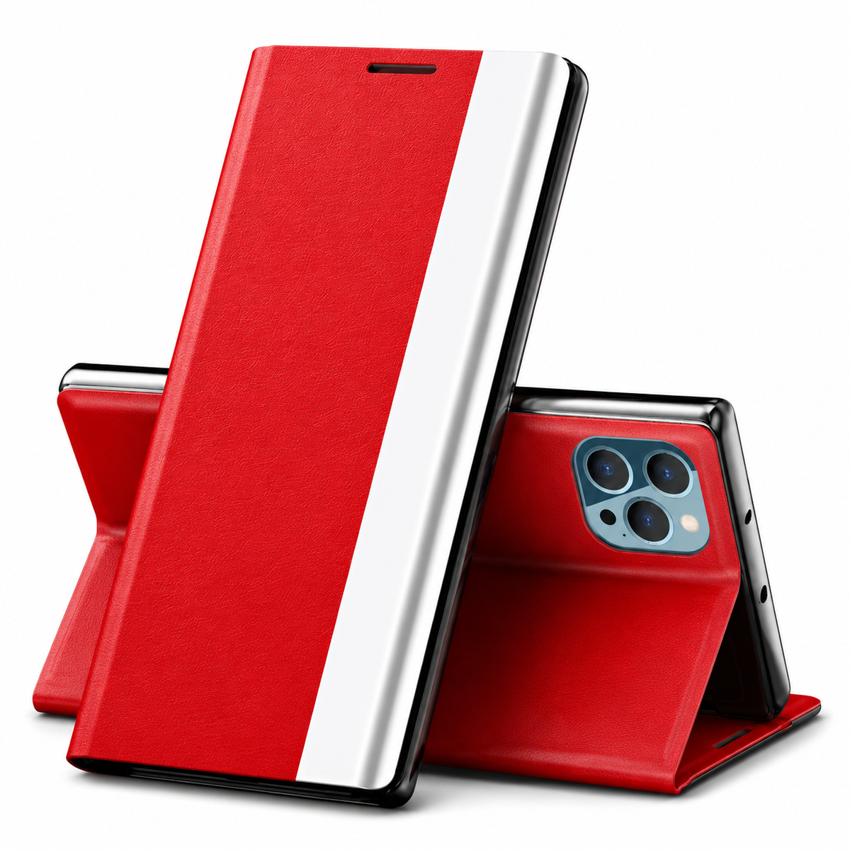 Premium iPhone Case Flip Wallet MagSafe Compatible Magnetic Shockproof Protective Cover Card Holder Stand Function Screen Protection Slim Design