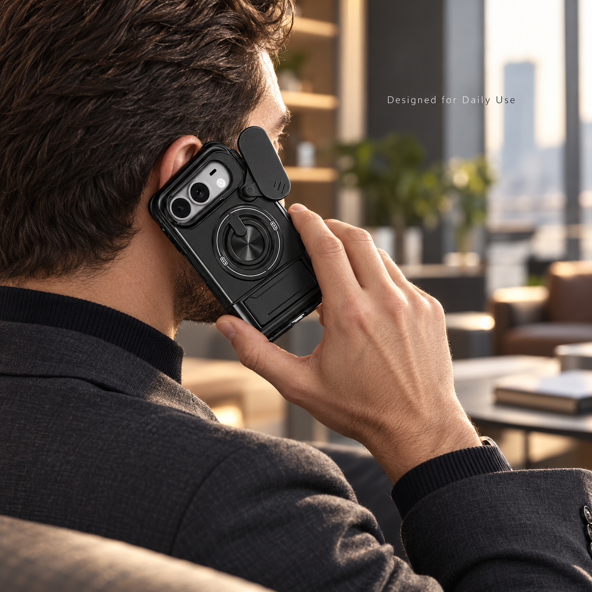Premium iPhone Case Foldable Armor Slide Camera Lens Protector Magnetic Car Holder Ring Stand Shockproof PC TPU Tough Protective Cover Case Design