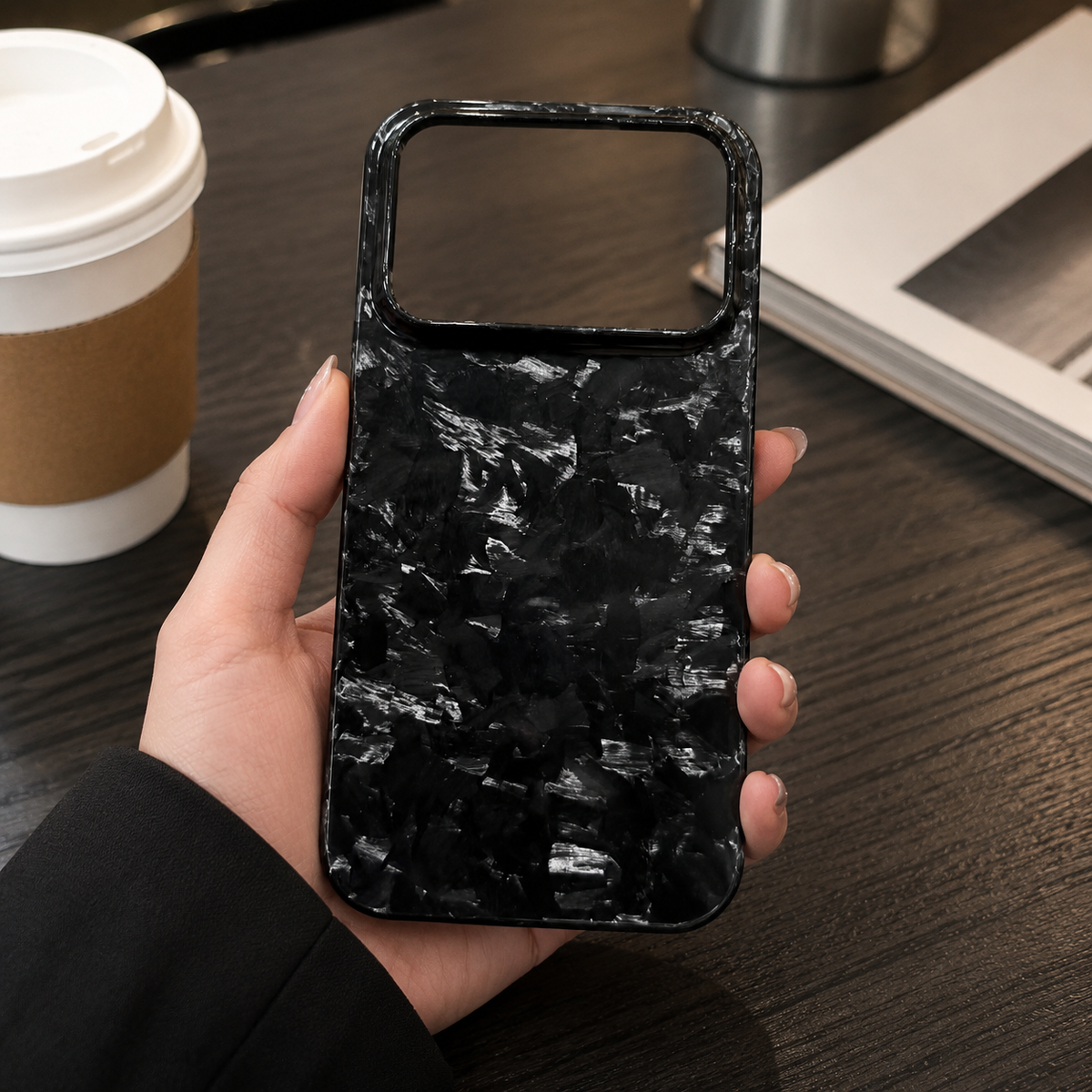 Premium iPhone Case Forged Carbon Fiber Ultra Thin Lightweight Protective Cover Anti Fingerprint Anti Scratch Non Slip Slim Matte Glossy Tough Hard Shell
