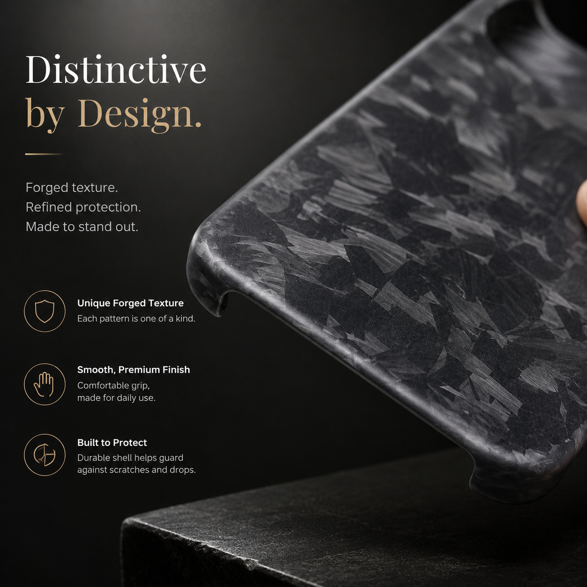 Premium iPhone Case Forged Carbon Fiber Ultra Thin Lightweight Protective Cover Anti Fingerprint Anti Scratch Non Slip Slim Matte Glossy Tough Hard Shell