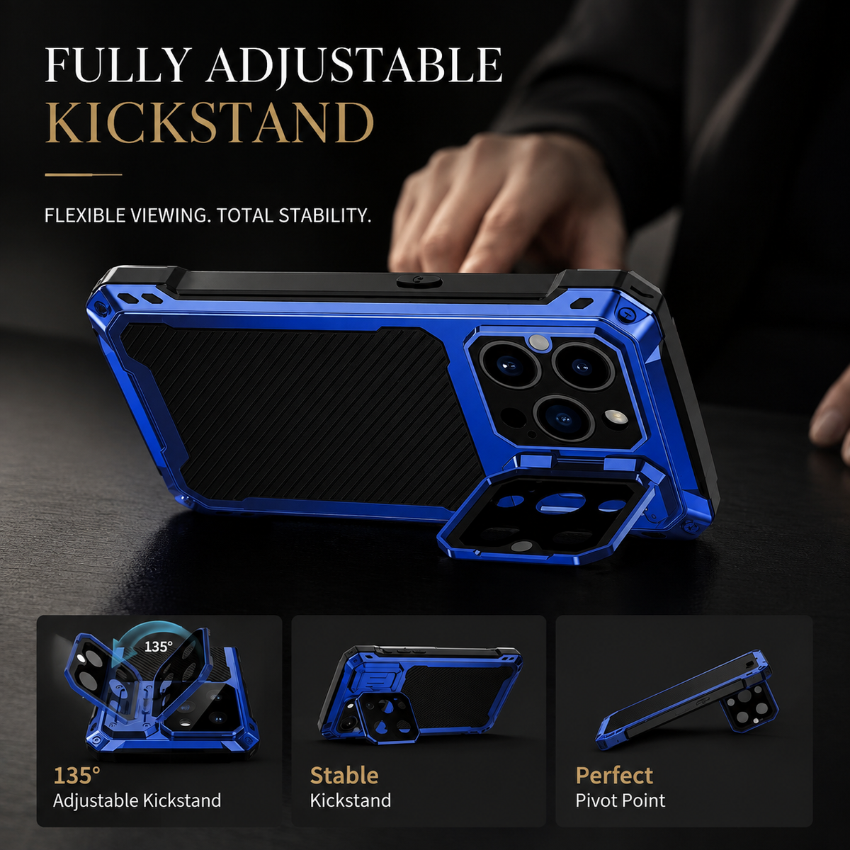 Premium iPhone Case Full Body Rugged Shockproof Protective Cover Screen Protector Sliding Camera Guard Kickstand Anti Slip Heavy Duty Reinforced Armor