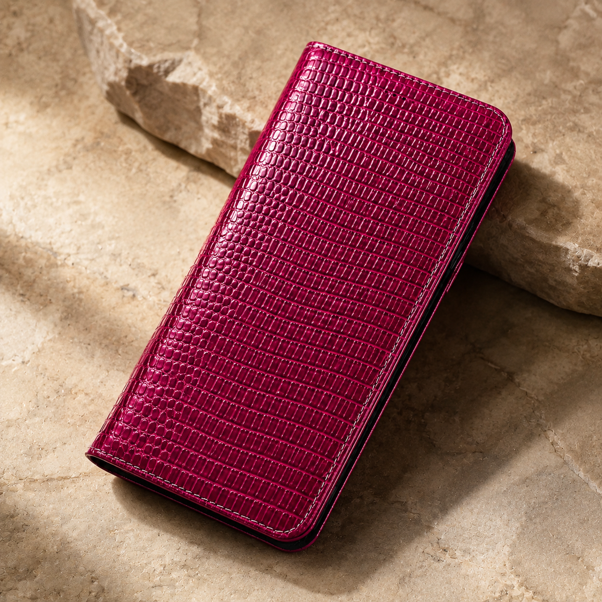 Premium iPhone Case Genuine Cowhide Leather Flip Cover Crocodile Grain Wallet Card Holder Shockproof Full Protection Slim Magnetic Closure Stand Design