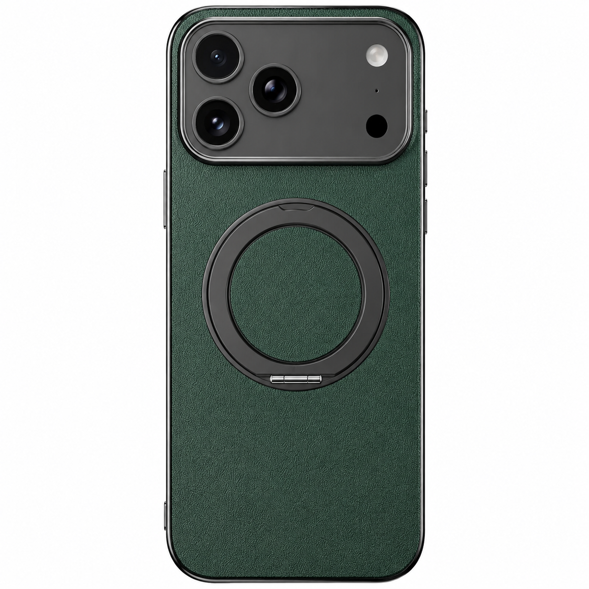 Premium iPhone Case Genuine Cowhide Leather Magnetic Ring Kickstand Shockproof Protective Cover PC TPU Camera Lens Protection 360 Rotating Non Slip Slim