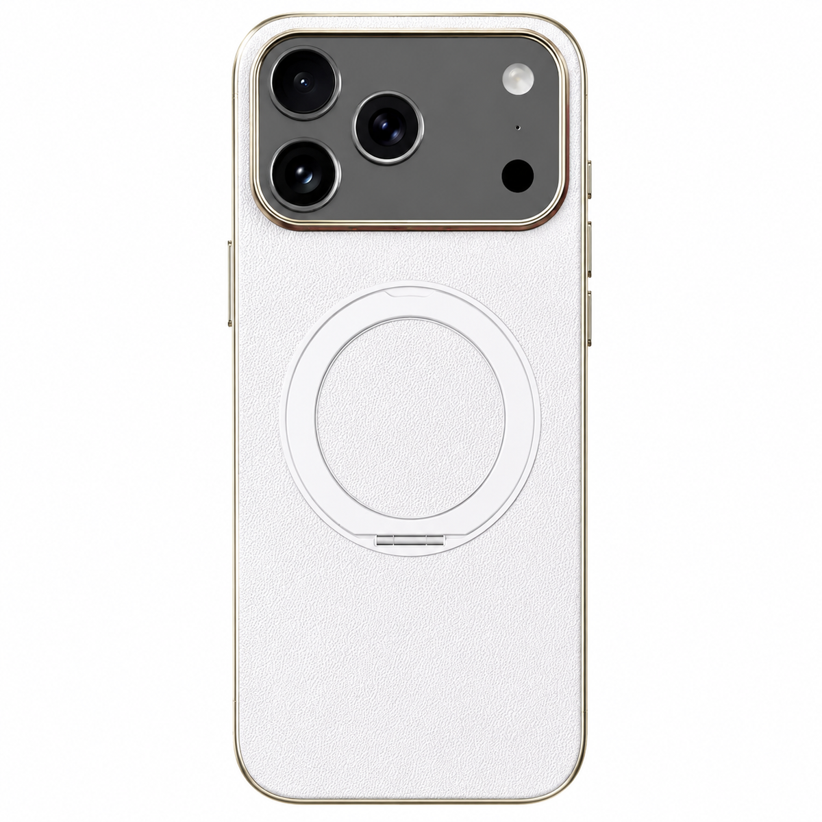 Premium iPhone Case Genuine Cowhide Leather Magnetic Ring Kickstand Shockproof Protective Cover PC TPU Camera Lens Protection 360 Rotating Non Slip Slim