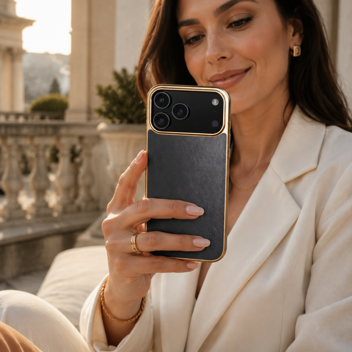 Premium iPhone Case Genuine Cowhide Leather Protective Cover Plated Edge Anti Scratch Non Slip Slim Lightweight Heat Resistant Soft Grip Full Coverage
