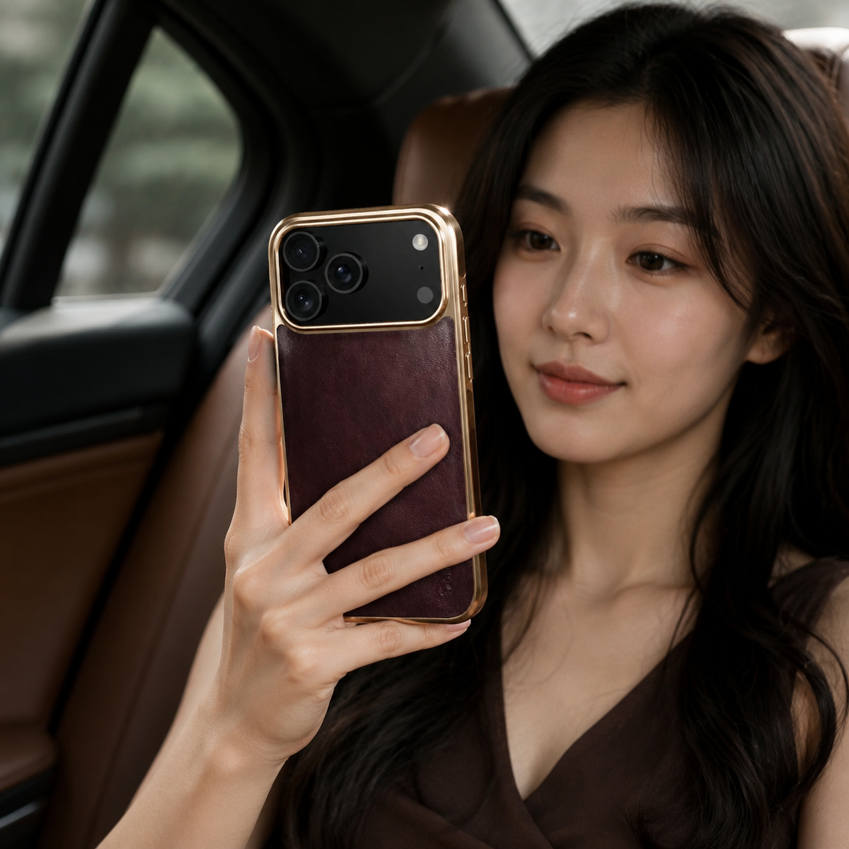 Premium iPhone Case Genuine Cowhide Leather Protective Cover Plated Edge Anti Scratch Non Slip Slim Lightweight Heat Resistant Soft Grip Full Coverage