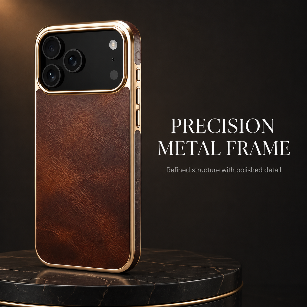 Premium iPhone Case Genuine Cowhide Leather Protective Cover Plated Edge Anti Scratch Non Slip Slim Lightweight Heat Resistant Soft Grip Full Coverage