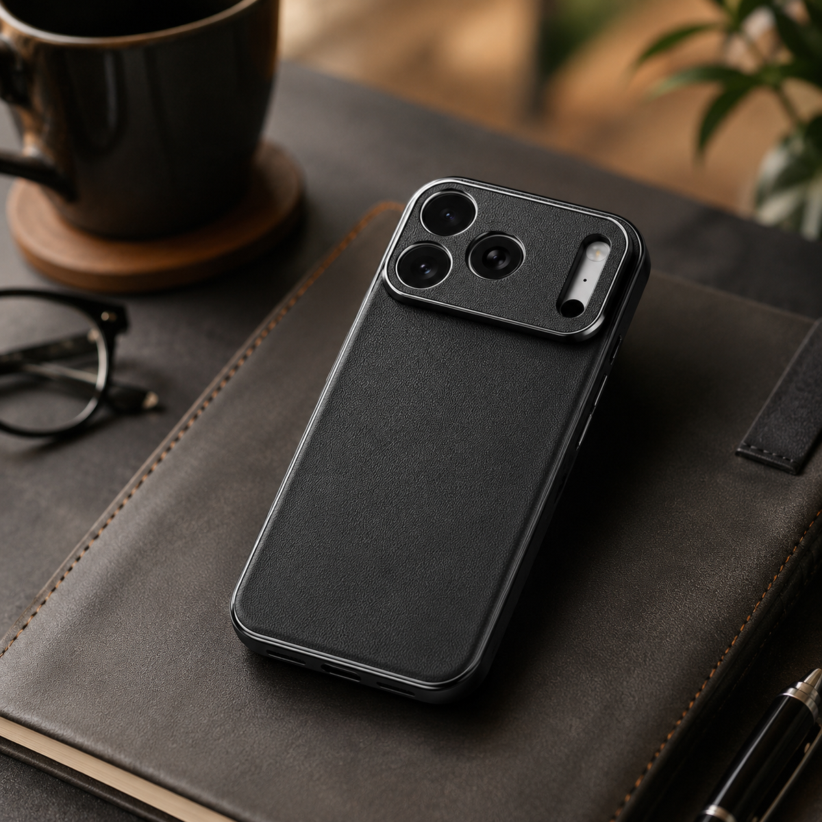 Premium iPhone Case Genuine Cowhide Leather Protective Cover Shockproof Frame Full Camera Lens Protection Anti Slip Matte Finish Slim Design