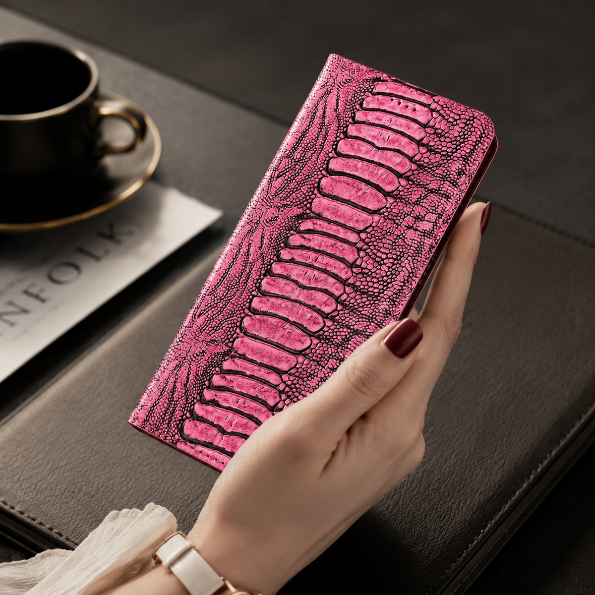 Premium iPhone Case Genuine Leather Flip Wallet Cover Card Slots Magnetic Closure Shockproof Full Protection Slim Elegant Kickstand Design