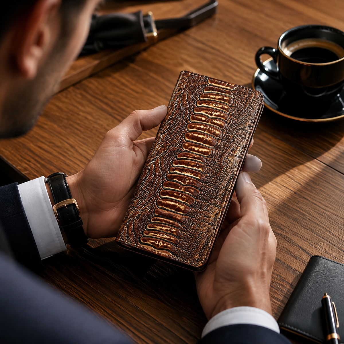 Premium iPhone Case Genuine Leather Flip Wallet Cover Card Slots Magnetic Closure Shockproof Full Protection Slim Elegant Kickstand Design