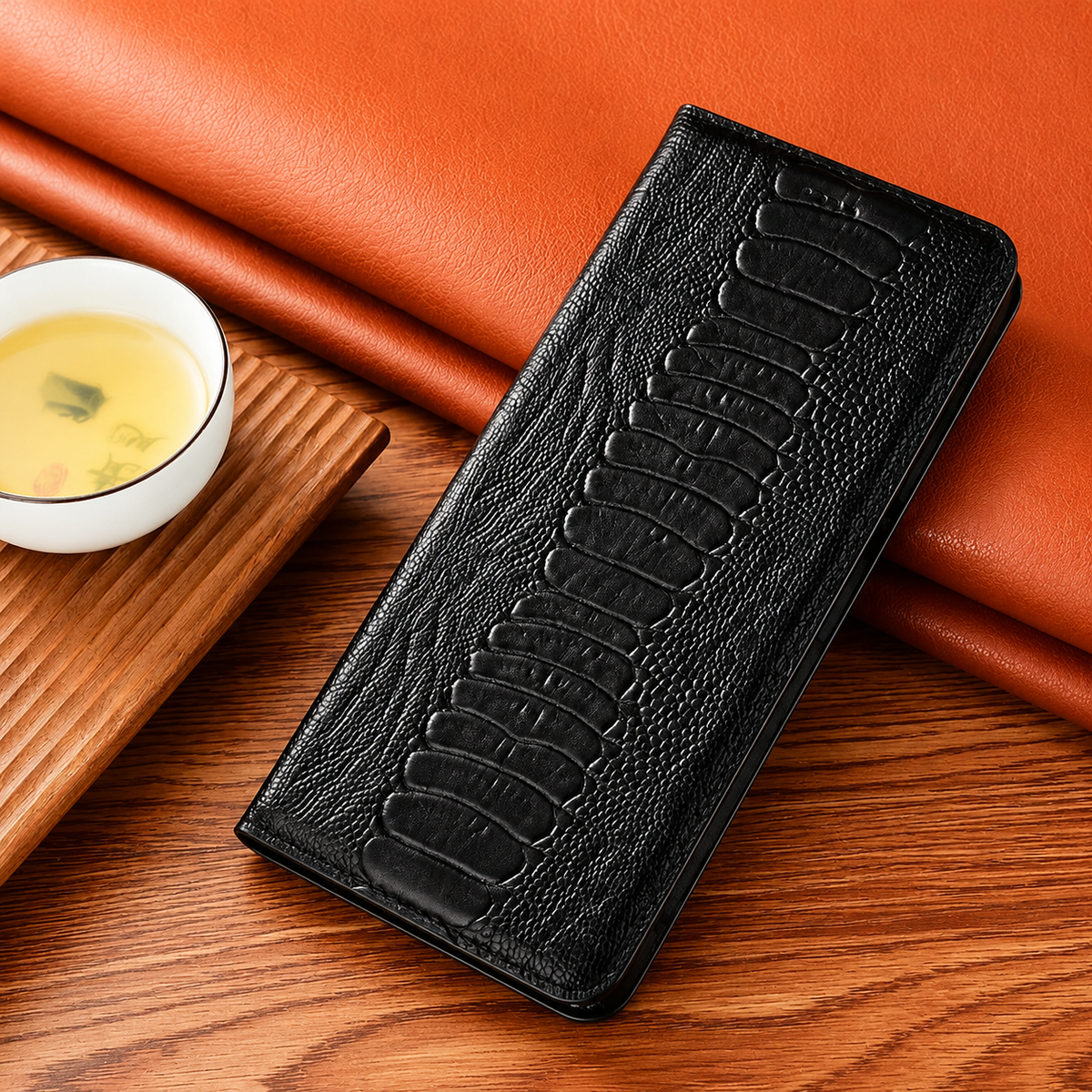 Premium iPhone Case Genuine Leather Flip Wallet Cover Card Slots Magnetic Closure Shockproof Full Protection Slim Elegant Kickstand Design