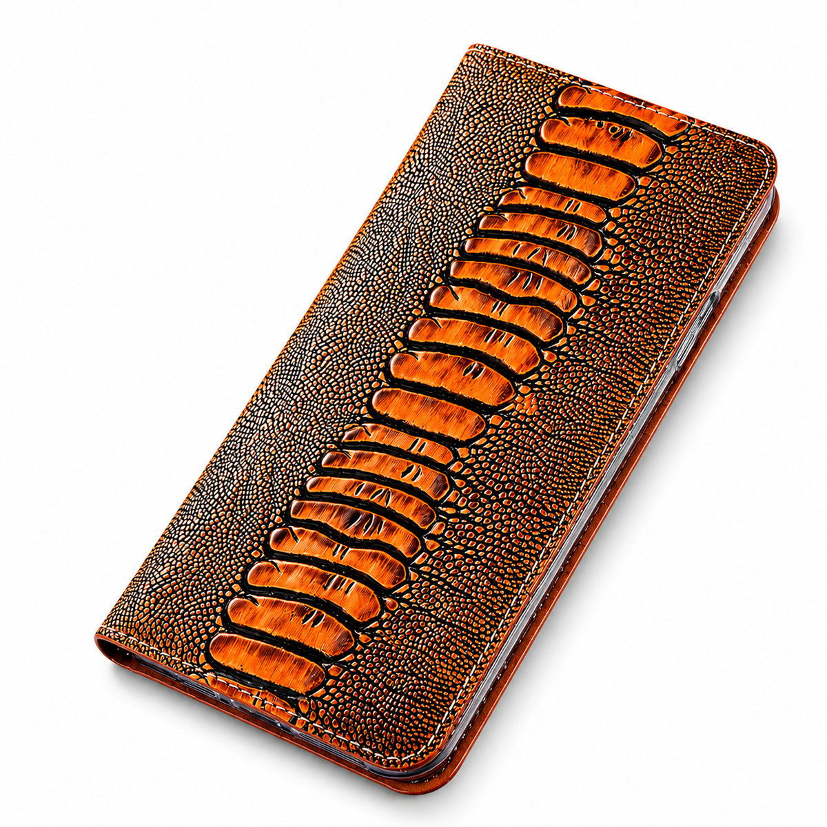 Premium iPhone Case Genuine Leather Flip Wallet Cover Card Slots Magnetic Closure Shockproof Full Protection Slim Elegant Kickstand Design
