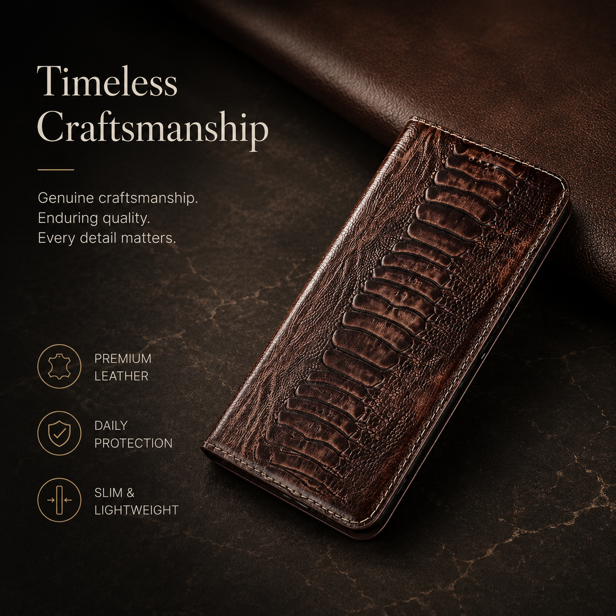 Premium iPhone Case Genuine Leather Wallet Card Holder Magnetic Closure Kickstand Shockproof Protective Cover Anti Scratch Non Slip Full Coverage