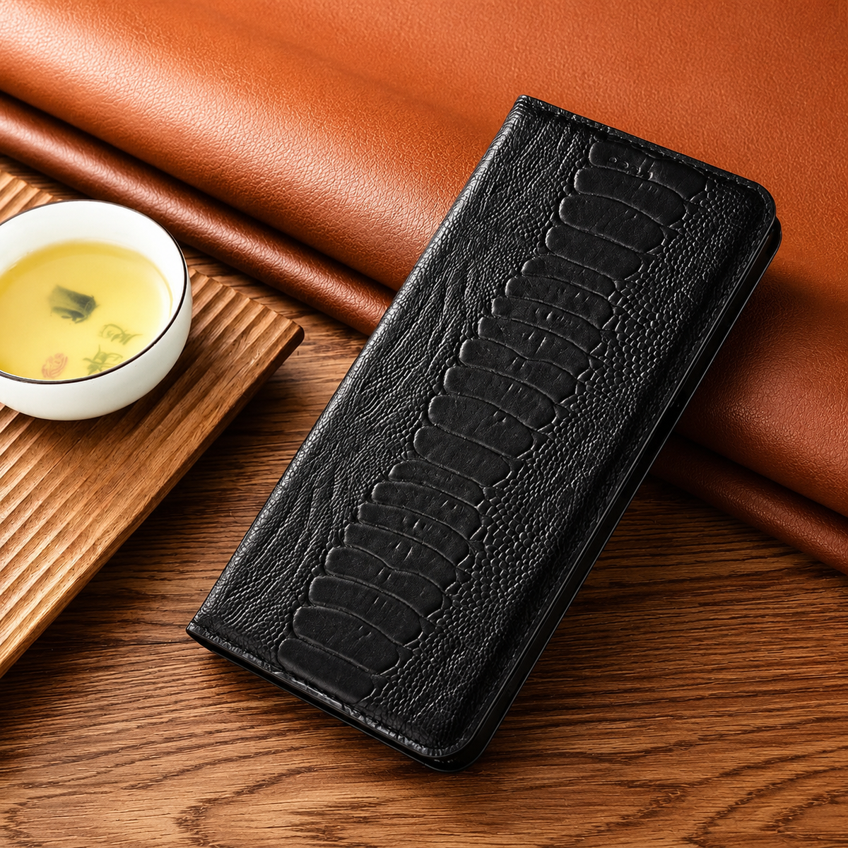 Premium iPhone Case Genuine Leather Wallet Card Holder Magnetic Closure Kickstand Shockproof Protective Cover Anti Scratch Non Slip Full Coverage