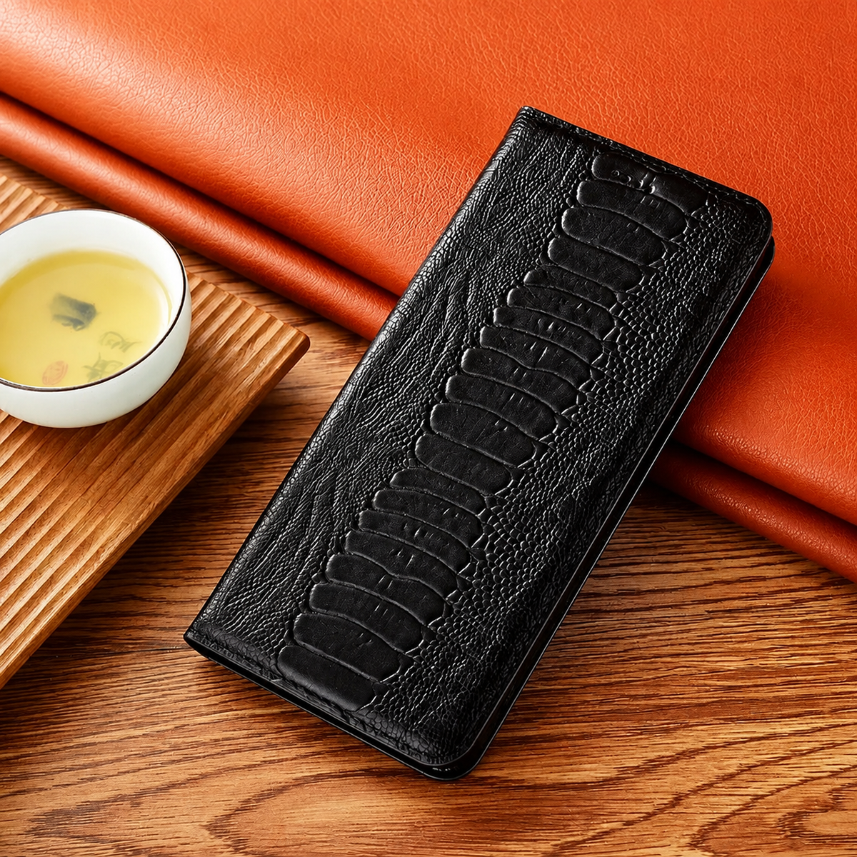 Premium iPhone Case Genuine Leather Wallet Card Holder Magnetic Closure Kickstand Shockproof Protective Cover Anti Scratch Non Slip Full Coverage