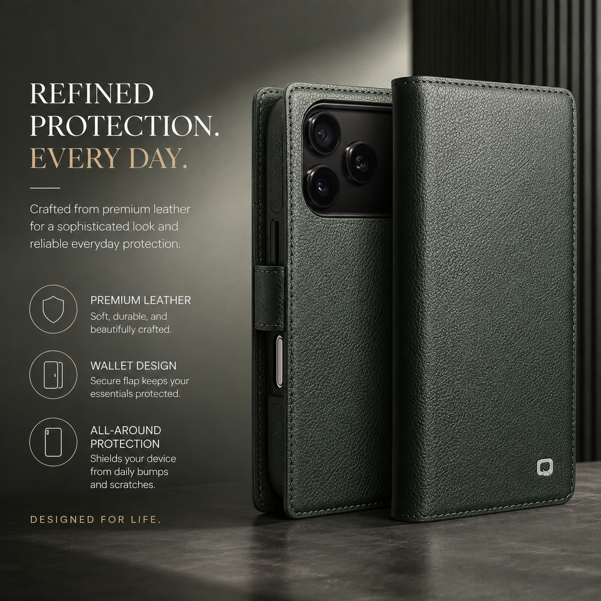 Premium iPhone Case Genuine Leather Wallet Flip Cover Card Holder Kickstand Shockproof Protective Case Ultra Thin Non Slip Slim Full Coverage Handmade