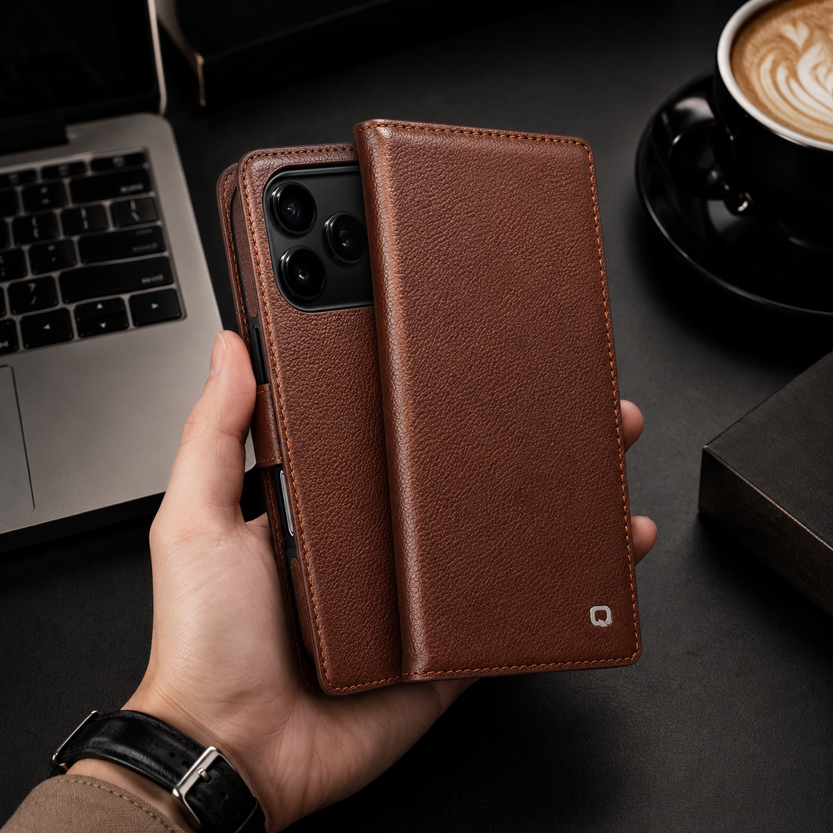 Premium iPhone Case Genuine Leather Wallet Flip Cover Card Holder Kickstand Shockproof Protective Case Ultra Thin Non Slip Slim Full Coverage Handmade
