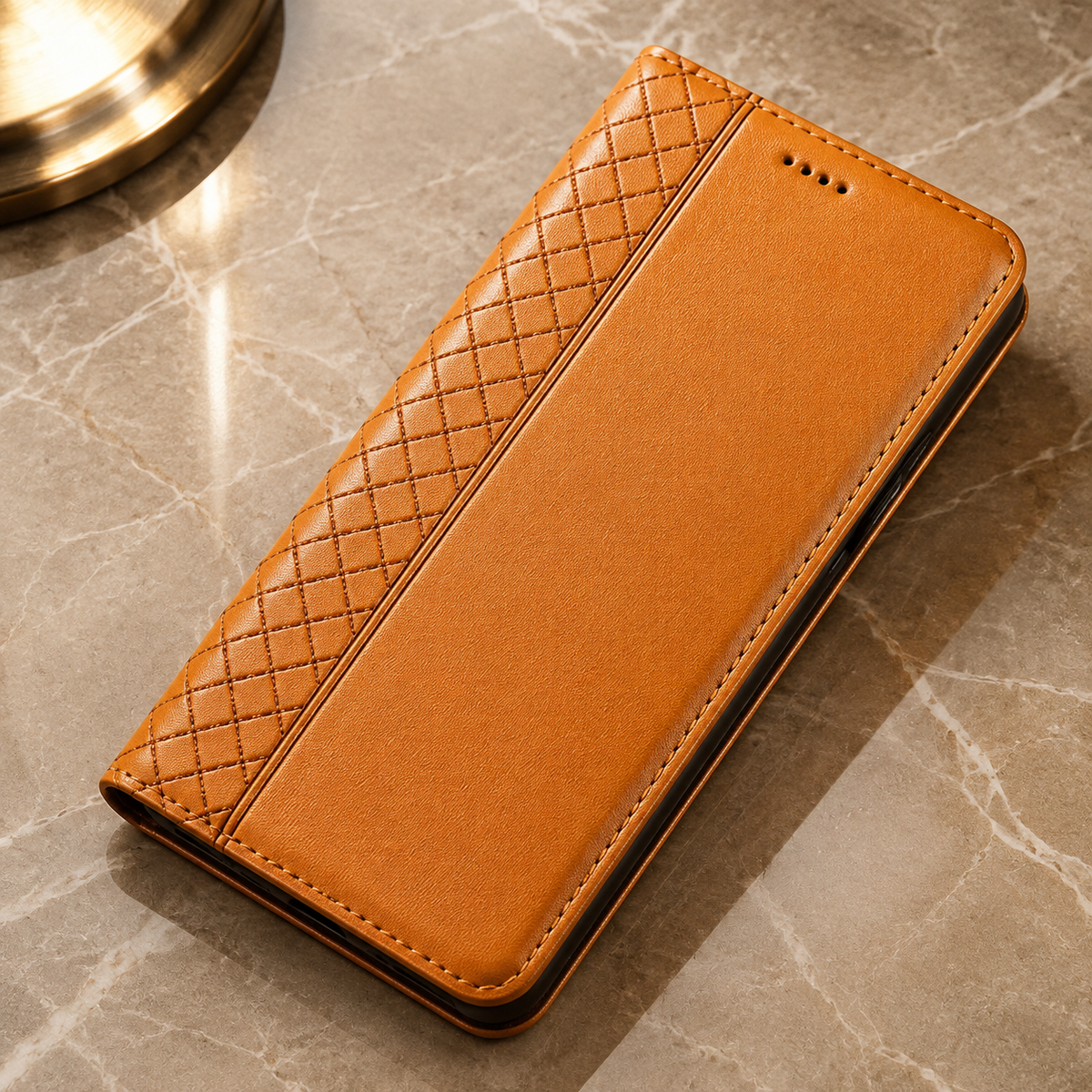 Premium iPhone Case Genuine Leather Wallet Flip Cover Card Holder Magnetic Closure Kickstand Shockproof TPU Protective Case Business Full Coverage Slim