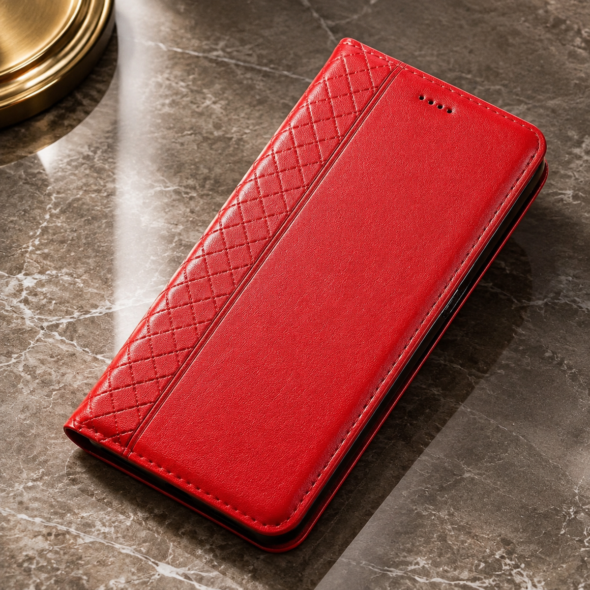 Premium iPhone Case Genuine Leather Wallet Flip Cover Card Holder Magnetic Closure Kickstand Shockproof TPU Protective Case Business Full Coverage Slim