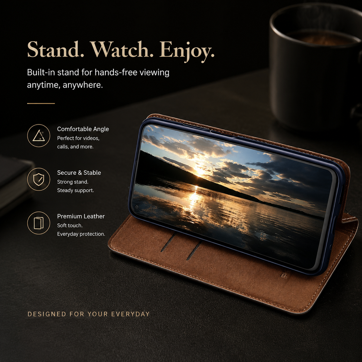 Premium iPhone Case Genuine Leather Wallet Flip Cover Card Holder Magnetic Closure Kickstand Shockproof TPU Protective Case Business Full Coverage Slim