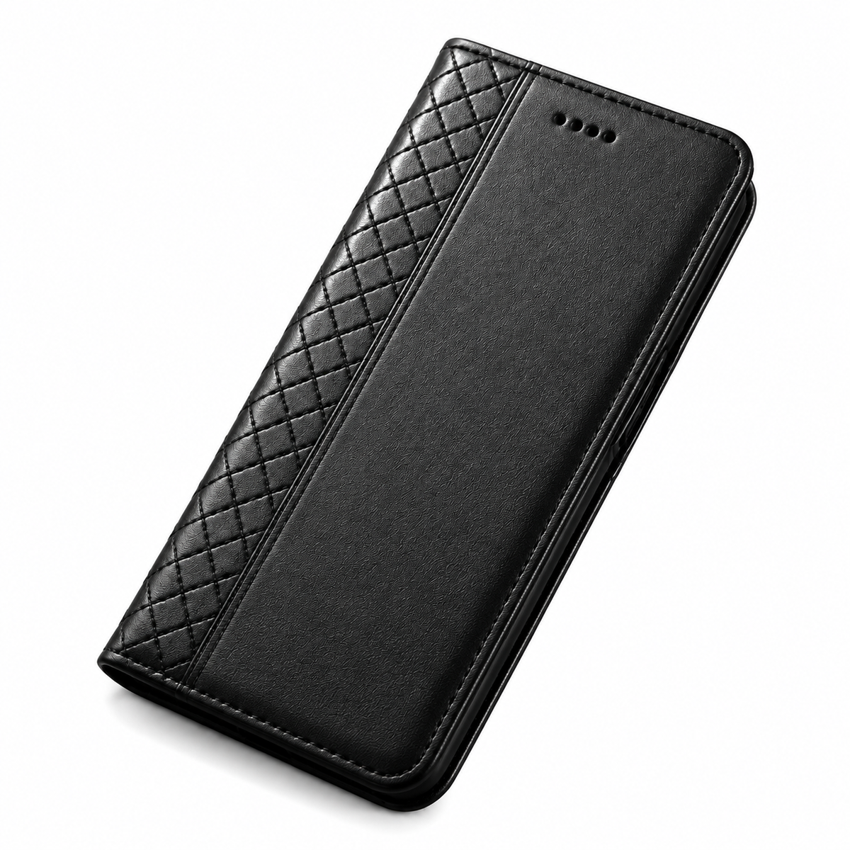 Premium iPhone Case Genuine Leather Wallet Flip Cover Card Holder Magnetic Closure Kickstand Shockproof TPU Protective Case Business Full Coverage Slim