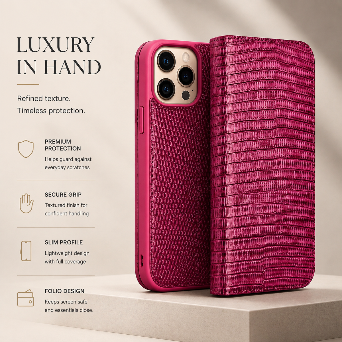 Premium iPhone Case Genuine Leather Wallet Flip Cover Card Holder Slim Shockproof Protective Cover Anti Scratch Lightweight Full Protection