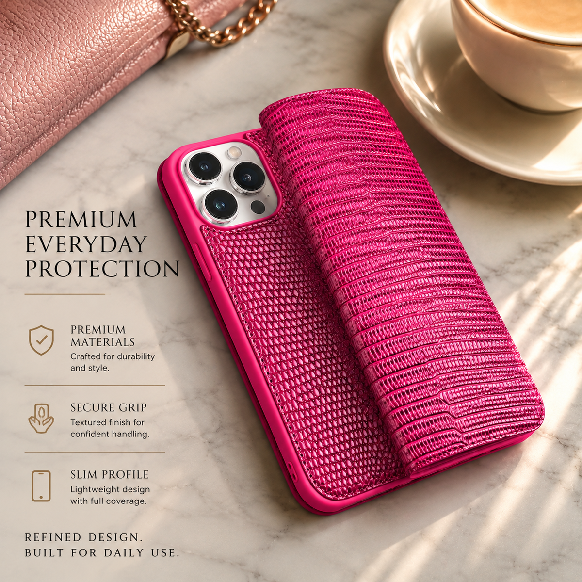 Premium iPhone Case Genuine Leather Wallet Flip Cover Card Holder Slim Shockproof Protective Cover Anti Scratch Lightweight Full Protection