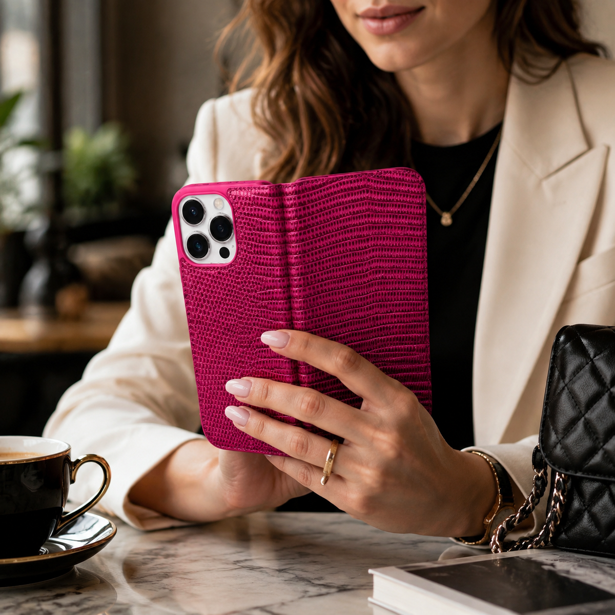 Premium iPhone Case Genuine Leather Wallet Flip Cover Card Holder Slim Shockproof Protective Cover Anti Scratch Lightweight Full Protection