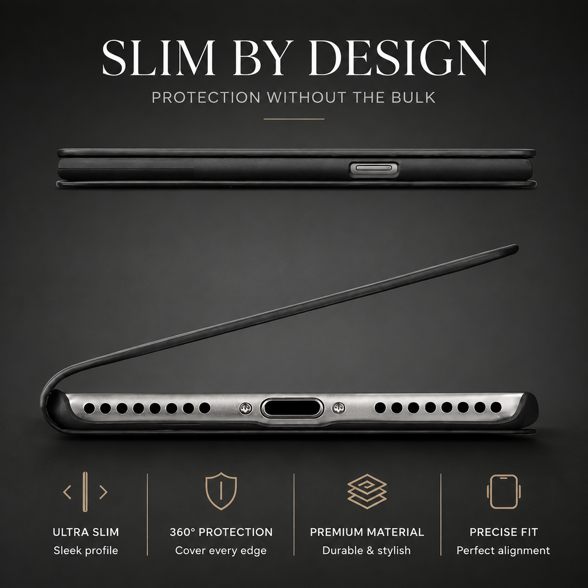 Premium iPhone Case Genuine Leather Wallet Flip Cover Card Holder Slim Shockproof Protective Cover Anti Scratch Lightweight Full Protection