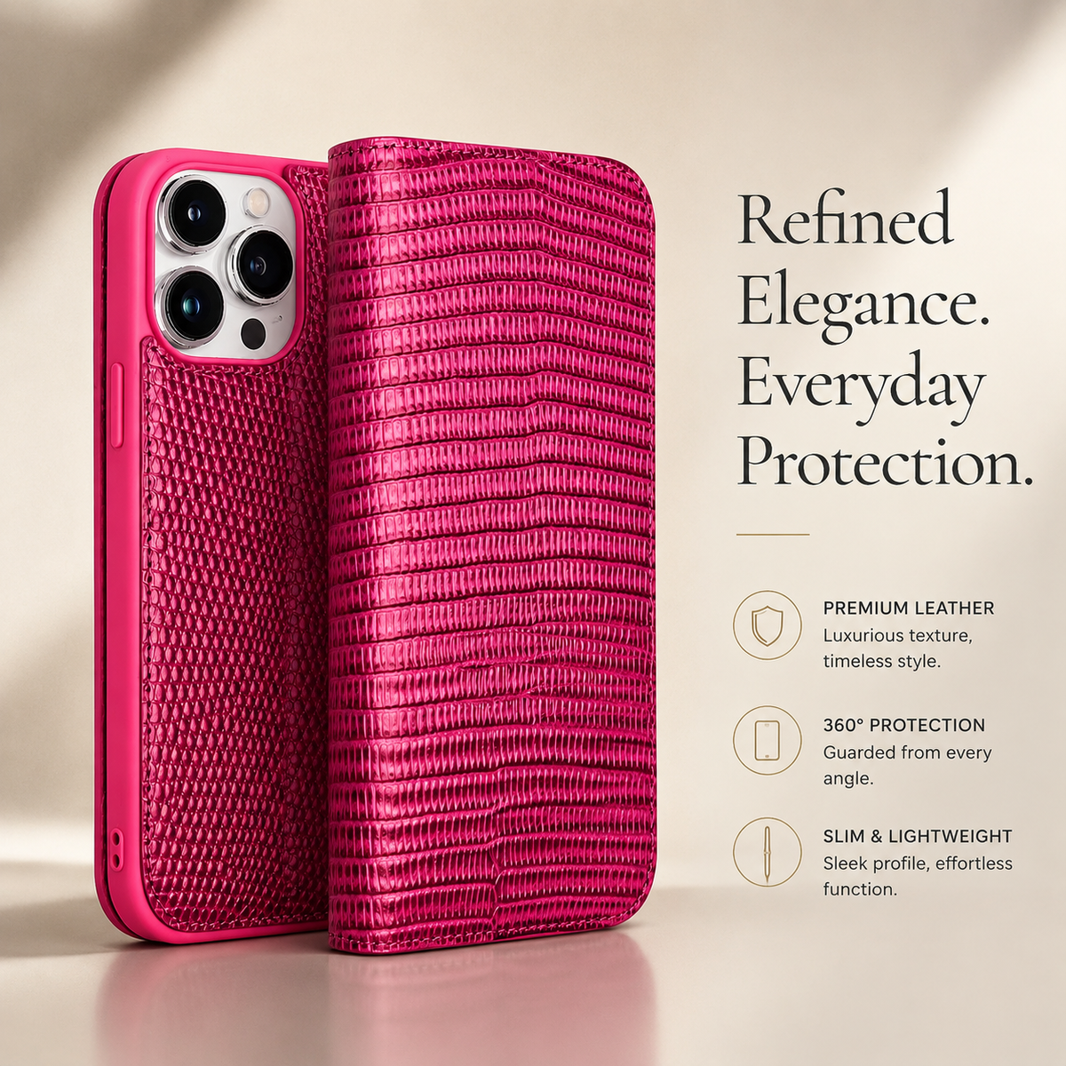 Premium iPhone Case Genuine Leather Wallet Flip Cover Card Holder Slim Shockproof Protective Cover Anti Scratch Lightweight Full Protection