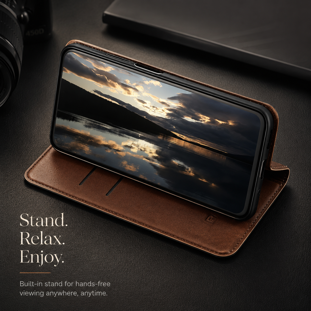 Premium iPhone Case Genuine Nappa Leather Wallet Flip Cover Card Holder Magnetic Closure Shockproof Protection Full Body Slim Business Design