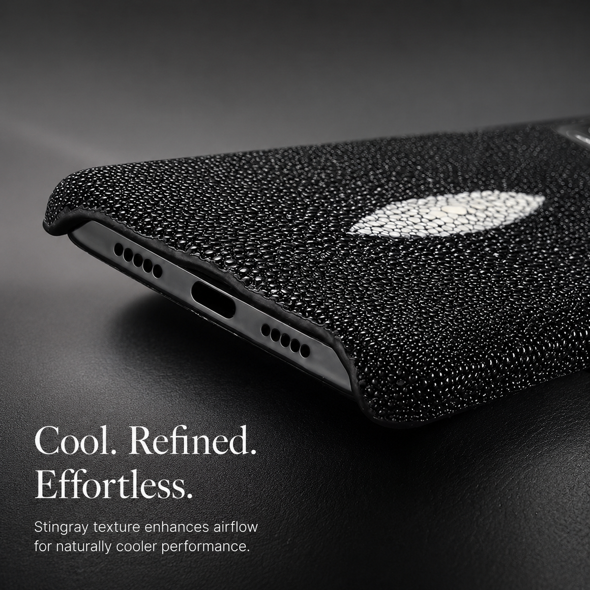 Premium iPhone Case Genuine Stingray Leather Shockproof Protective Cover Anti Fingerprint Anti Scratch Dustproof Non Slip Slim Lightweight Handmade