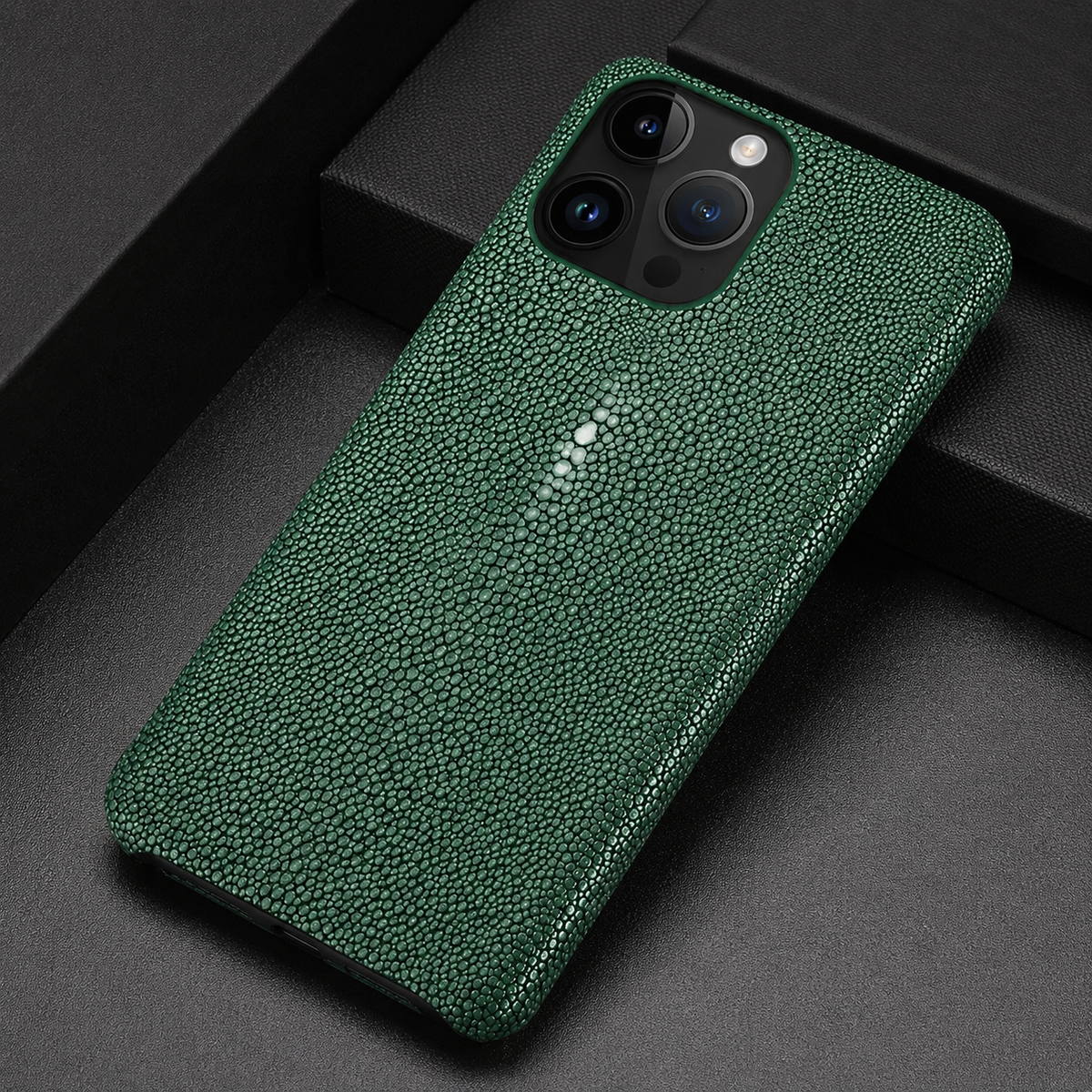 Premium iPhone Case Genuine Stingray Leather Shockproof Protective Cover Anti Fingerprint Anti Scratch Dustproof Non Slip Slim Lightweight Handmade