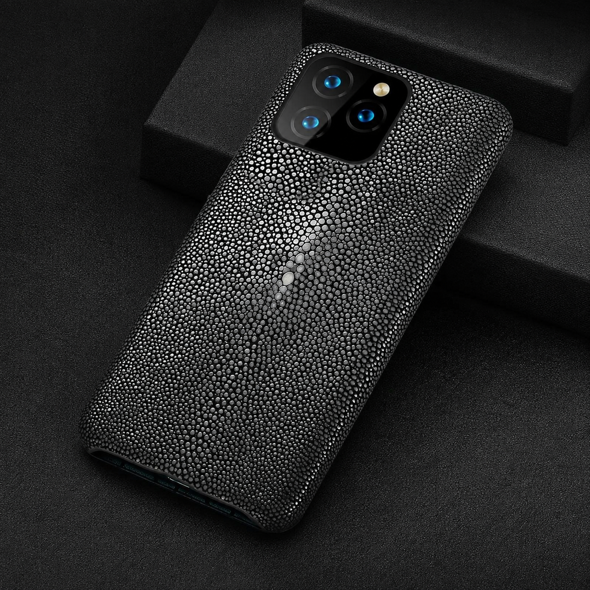 Premium iPhone Case Genuine Stingray Leather Shockproof Protective Cover Anti Fingerprint Anti Scratch Dustproof Non Slip Slim Lightweight Handmade