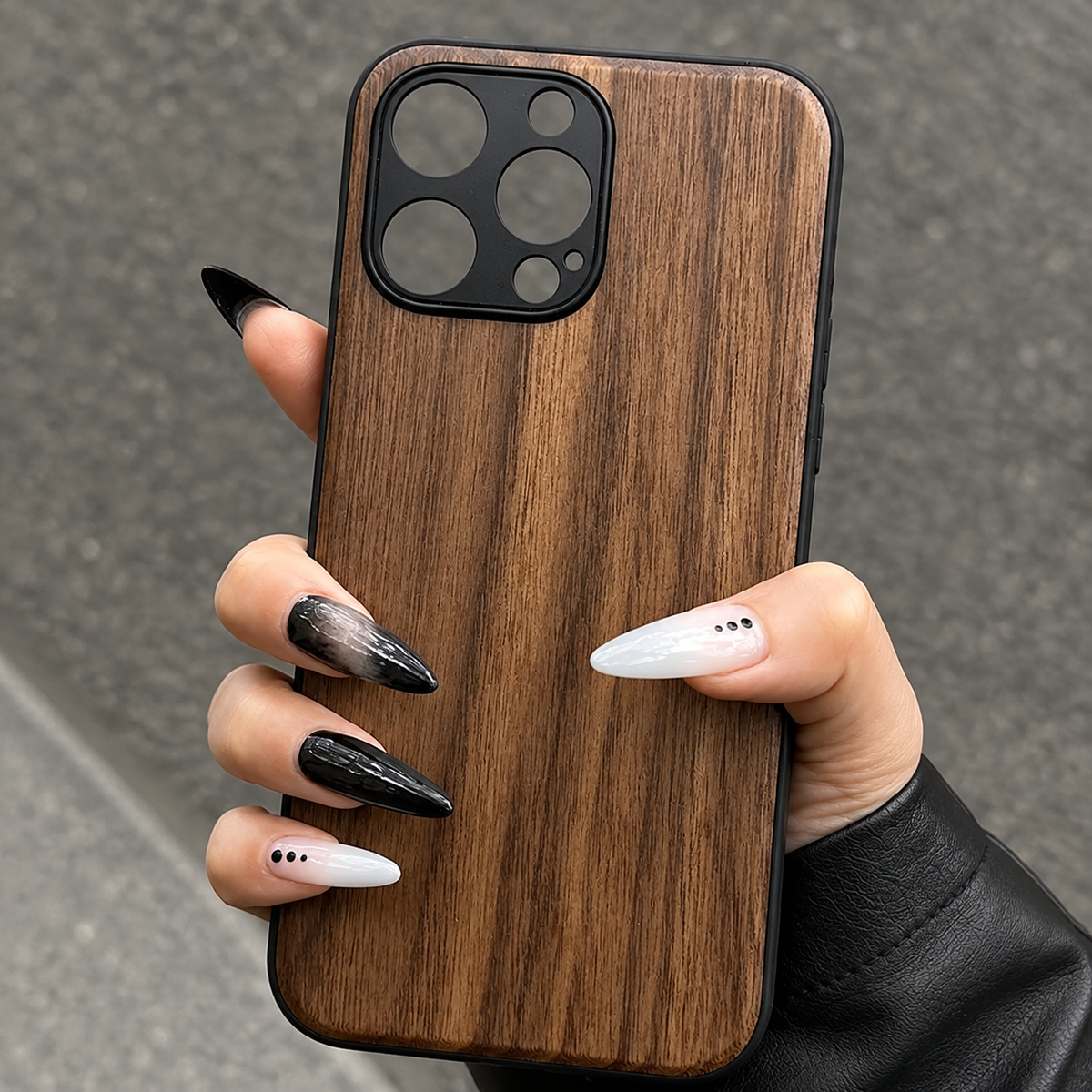 Premium iPhone Case Handmade Walnut Wood Shockproof Protective Cover TPU PC Hybrid Magnetic Attachment Anti Scratch Non Slip Slim Natural Wood Full Coverage